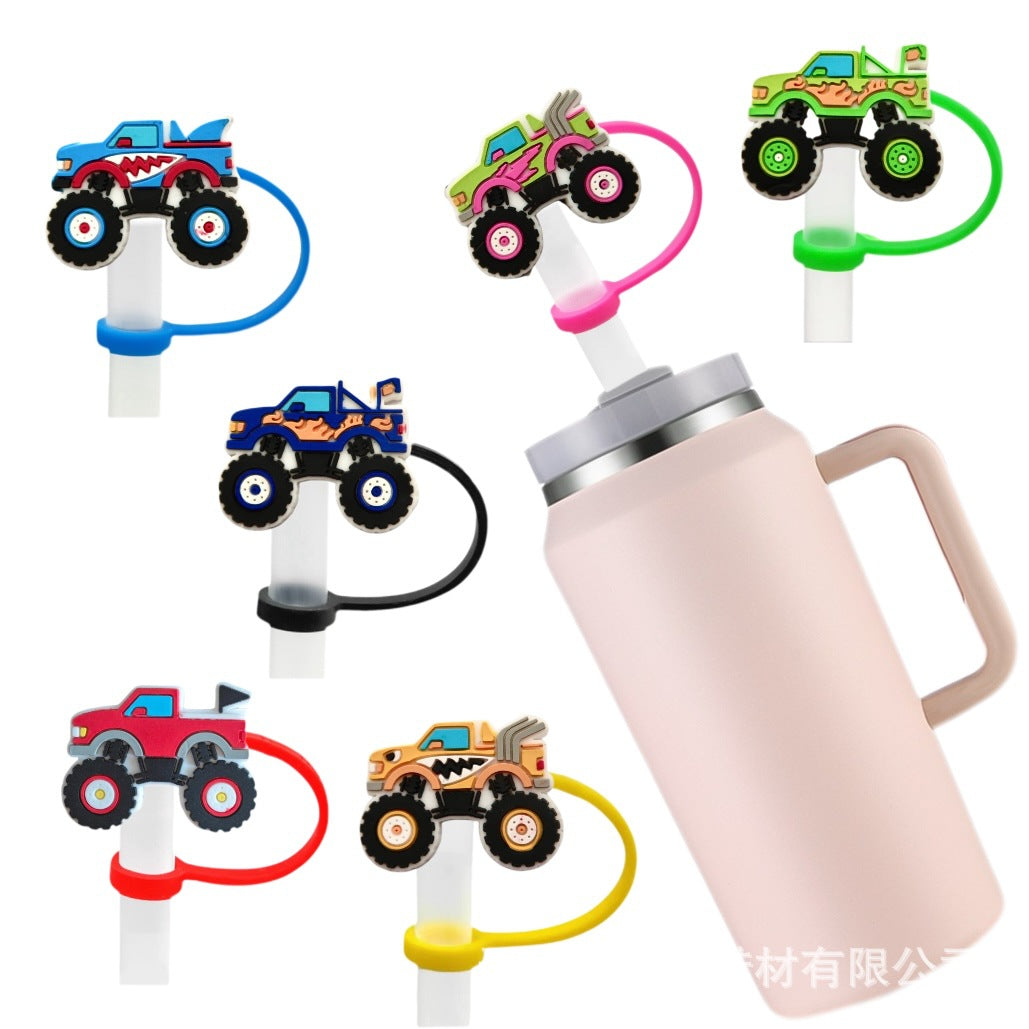 Wholesale 10pcs Off-road Racing Creative Cartoon 8/10mm Silicone Dustproof and Anti Overflow Straw Cover